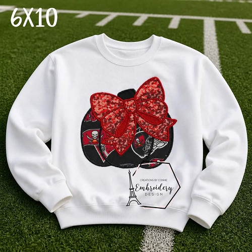 Pumpkin with Bow Applique Embroidery Design - 6x10